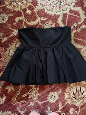 Reformation black Strapless Peplum Top